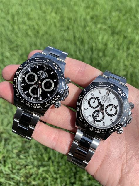 rolex daytona white vs black dial|rolex daytona panda oysterflex.